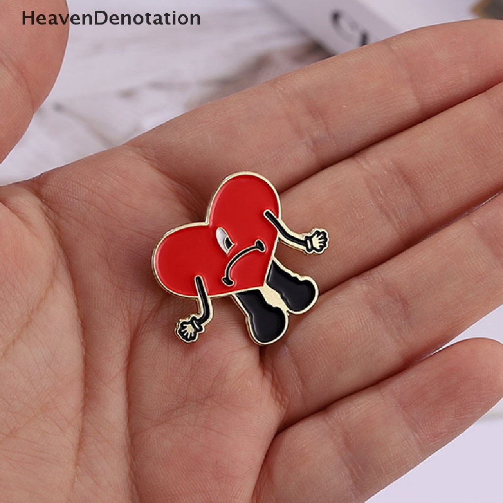 [HeavenDenotation] Pin Bros Lencana Enamel Merah Hati Untuk Ransel Kerah Baju Pin Pesta Perhiasan Hadiah HDV
