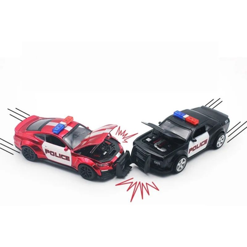 Diecast Mobil Police Miniatur Die-cast Mobil Mobilan Jeep Polisi Metal Alloy