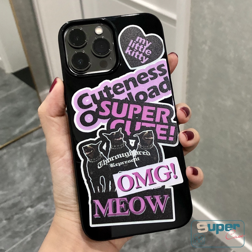 IPHONE Ins Trendy Stiker Label Casing Kompatibel Untuk Iphone11 14 12 13 Pro Max Xr7 8 Plus X XS Max SE 2020 Lembut TPU Silicon Glossy Halus Phone Case Cover