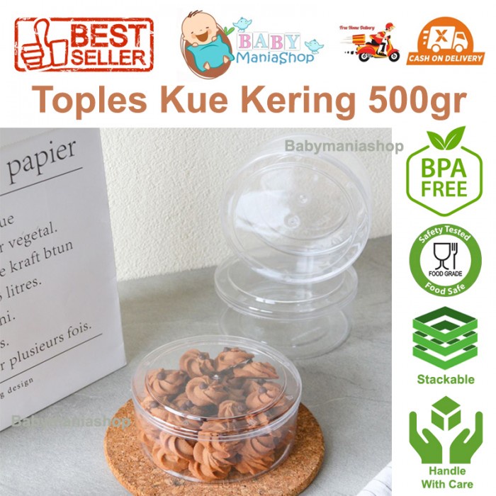 Toples Kue Kering 500gr Nastar Kastengel Toples Kue Mika Plastik Lebaran Natal Imlek Jar Silinder TERMURAH  Babymanishop