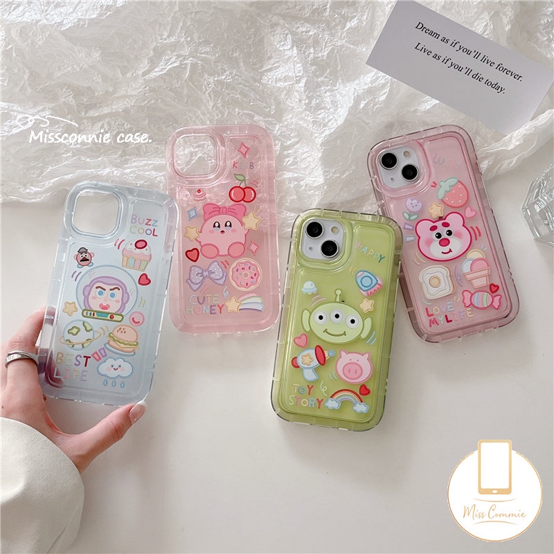 Kartun Kirby Cherry Candy Airbag Casing Realme C53 C55 C30 7i C17 9i C21Y C15 C12 C25 C11 C25s C35 5 C33 C25Y 6i 5i 5s C3 C20A C20 Cute Strawberry Bear Manyo Shockproof Soft Cover