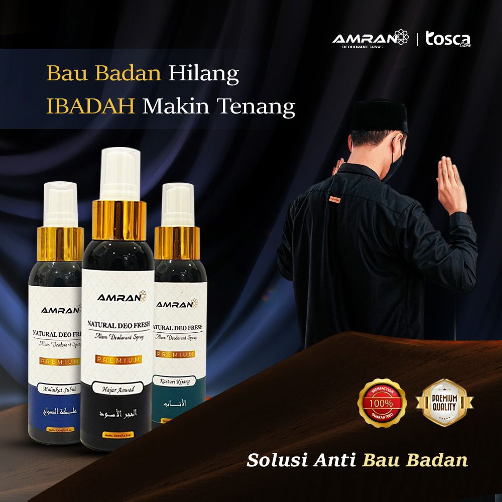 Deodorant Spray Kiswah 100ml Amran Produk Tawas Cair Arabian Series Mencegah Bau Ketiak Non Alkohol