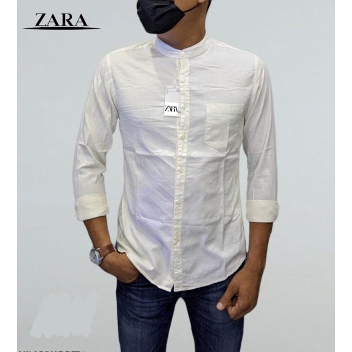 Baju Kemeja Sanghai Zara Premium Slimfit Bahan Katun Twill || Kemeja Panjang Casual || Kemeja Panjang Pria