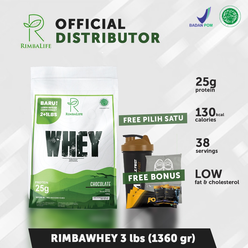 RimbaLife Rimba Whey 3lbs BPOM Halal MUI RimbaWhey Rimba Life Protein Concentrate Isolate Pro whey