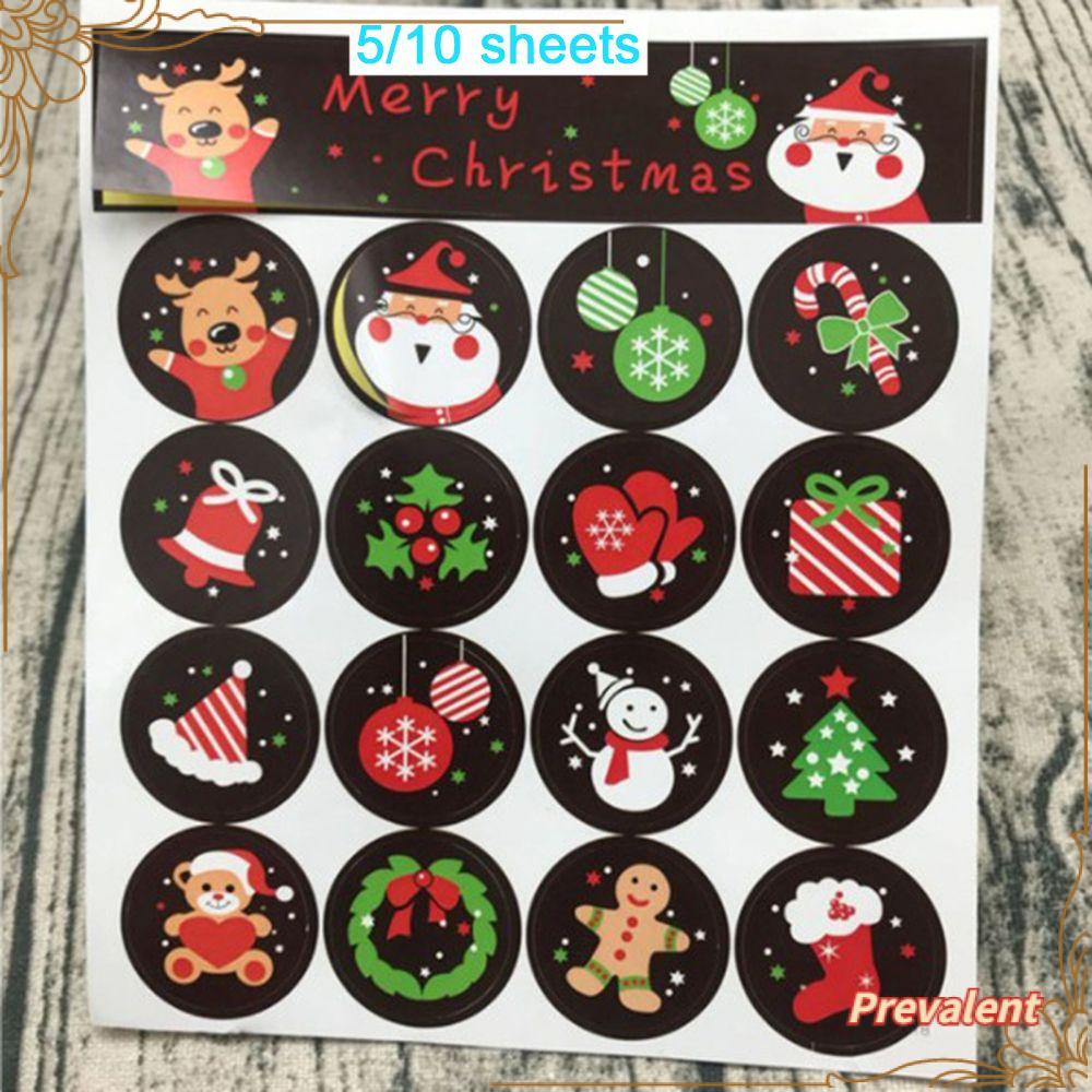 Preva 5per10lembar Stiker Natal DIY Label Hias Kartun Alat Tulis Merry Xmas