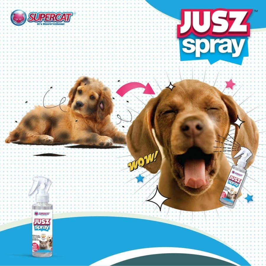 JUSZ SPRAY Supercat 150ml Obat Jamur Luka Kutu Scabies Kucing Anjing