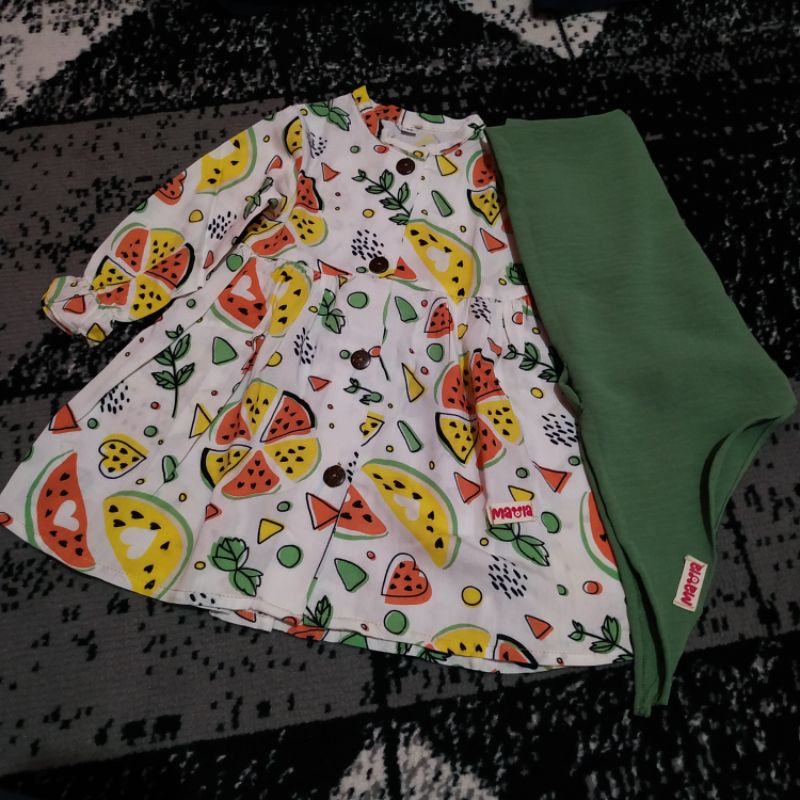 MAOLA Gamis Bayi Newborn - 1 Tahun / Set Gamis + Kerudung