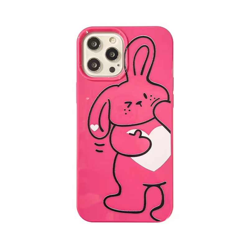 IPHONE Ins Pola Kelinci Cocok Untuk Iphone14 14pro 14plus 13 13mini 13pro 13prm iPhone12 7Plus 8Plus Xr XS 13 12mini Pro Max TPU Empat Sudut Casing Ponsel Tahan Guncangan