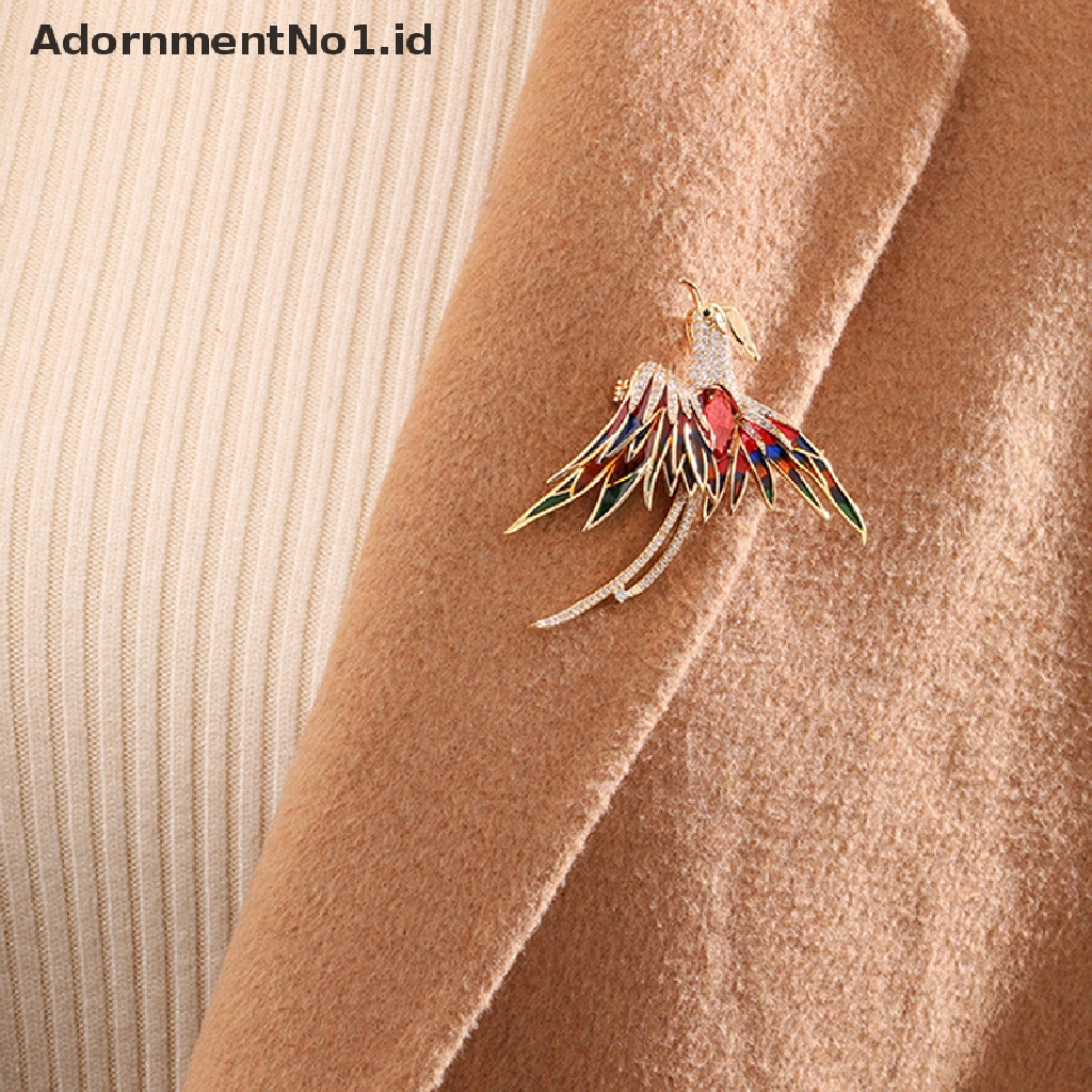 [AdornmentNo1] Bros Burung Phoenix Enamel Kristal Pin Hewan Untuk Wanita Pria Brooch Pin Hadiah [ID]