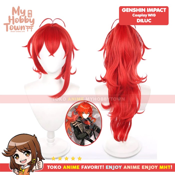 Terlaris Wig Cosplay Anime Game Diluc