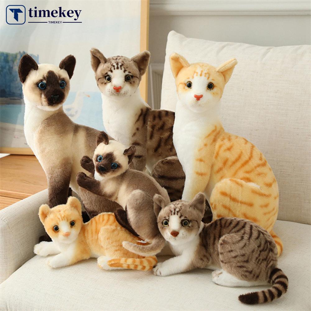 Timekey Manusia Hidup Kucing Siam Mainan Mewah Simulasi American Shorthair Cat Boneka Boneka Mainan Hewan Peliharaan Dekorasi Rumah Untuk Ulang Tahun Anak P5Z5