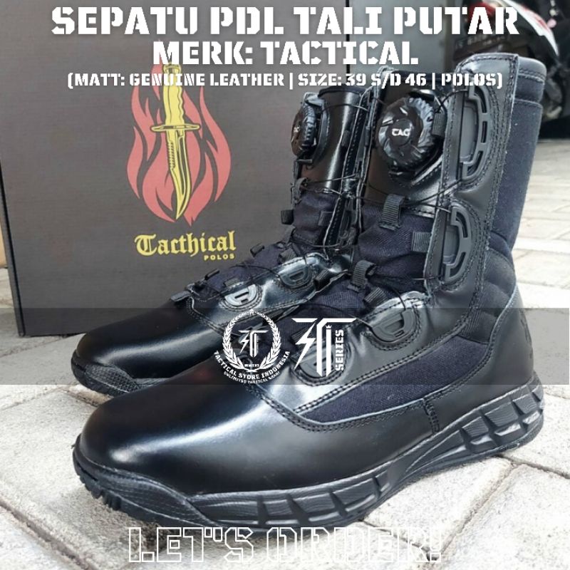 Sepatu PDL Tali Putar Merk Tactical / Tacthical - Polos / Xtract