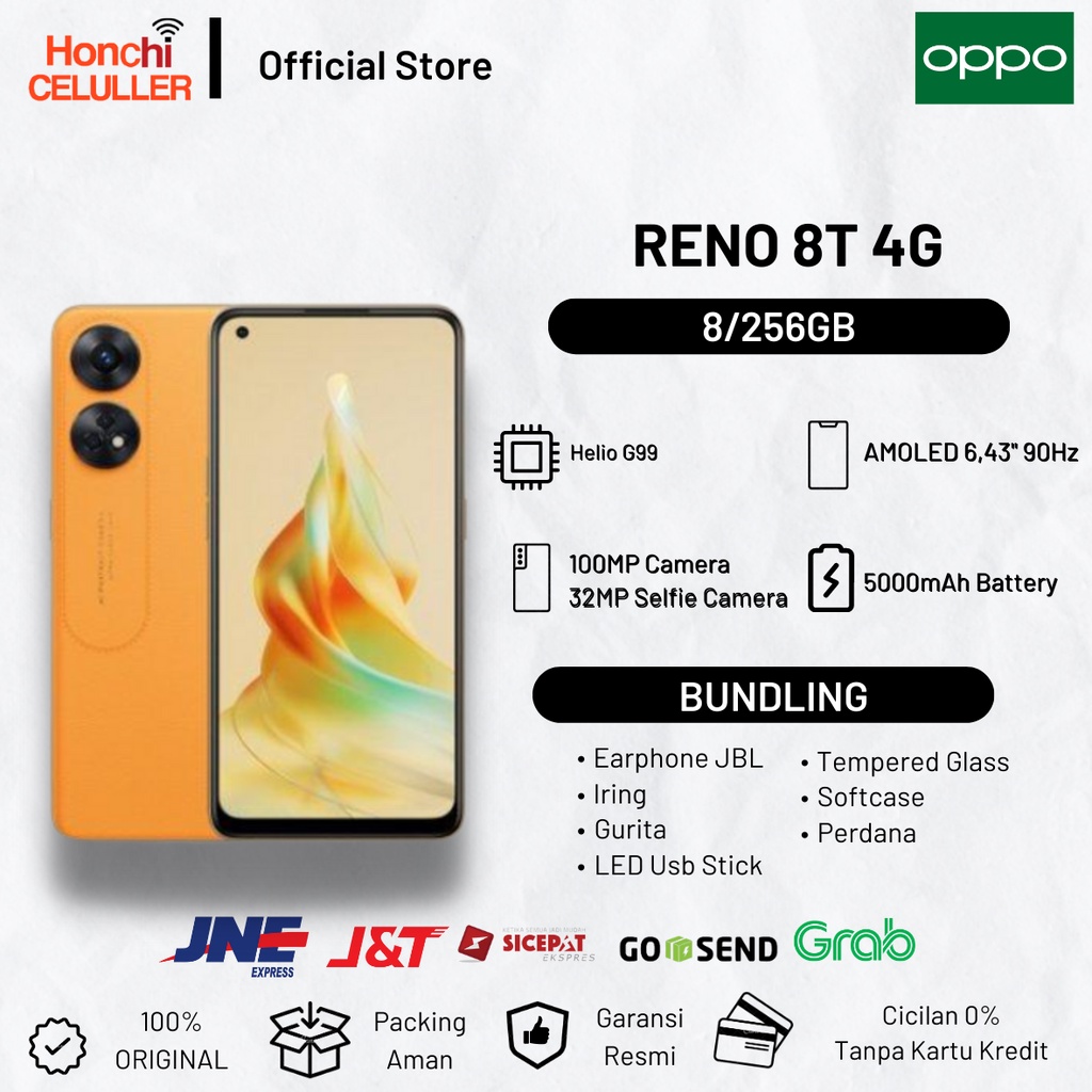 OPPO RENO 8T 4G 8/256 GB GARANSI RESMI OPPO INDONESIA