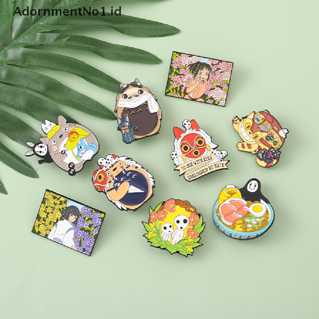 [AdornmentNo1] Spirited Away Totoro Enamel Pin Koleksi Anime Film Bros Kerah Pin Hutan Semangat Kucing Bus Catbus Ramen Lencana [ID]