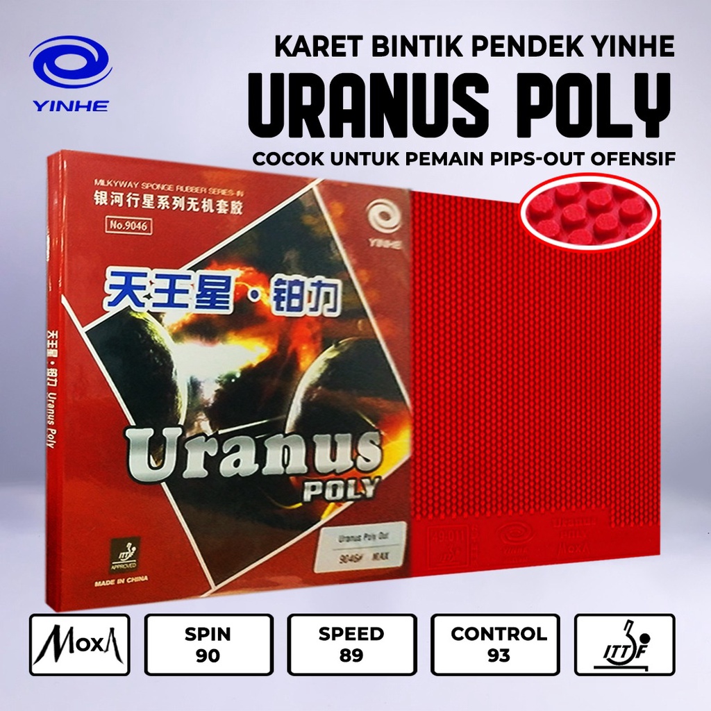 Karet Bat Bintik Pendek Yinhe Uranus Poly Max Bintik Serang Spin Tenis Meja