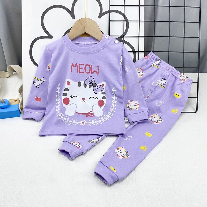 Setelan lengan panjang anak unisex lucu / baju setelan anak usia 0-2 tahun motif karakter import