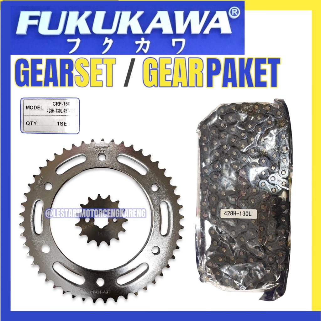 GEAR SET HONDA CRF 150 GIR RANTE SET FUKUKAWA CRF 150L UKURAN 49T/15T