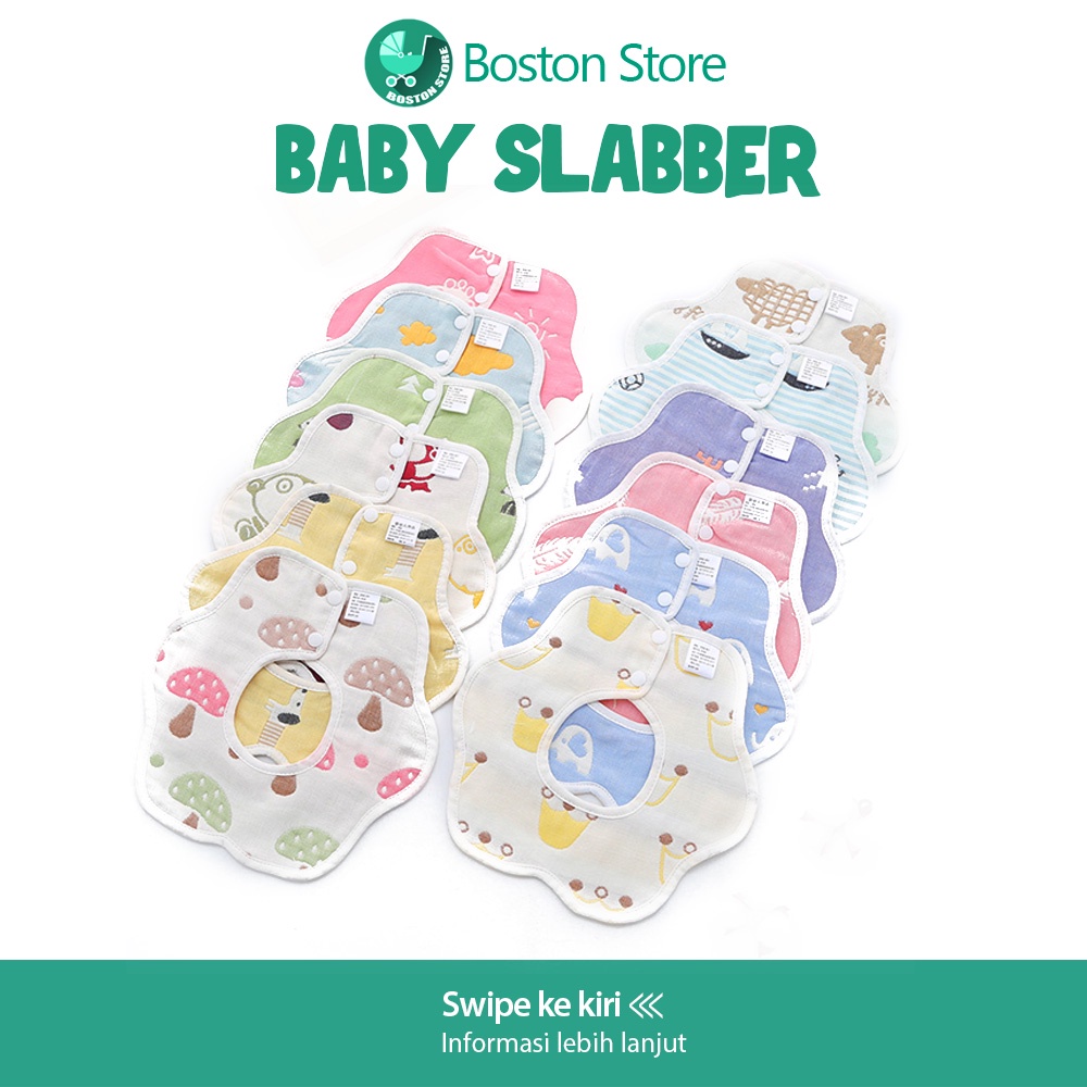 Bostonstore Celemek Makan Bayi / Slabber Silikon Bulat bahan katun alat makan newborn / Handuk Keringat Bayi &amp; Kids bahan katun Handuk Washlap Bayi / Celemek Bayi / Celemek Bayi waterproof / Celemek Bayi Air Liur / Celemek Bayi Silikon