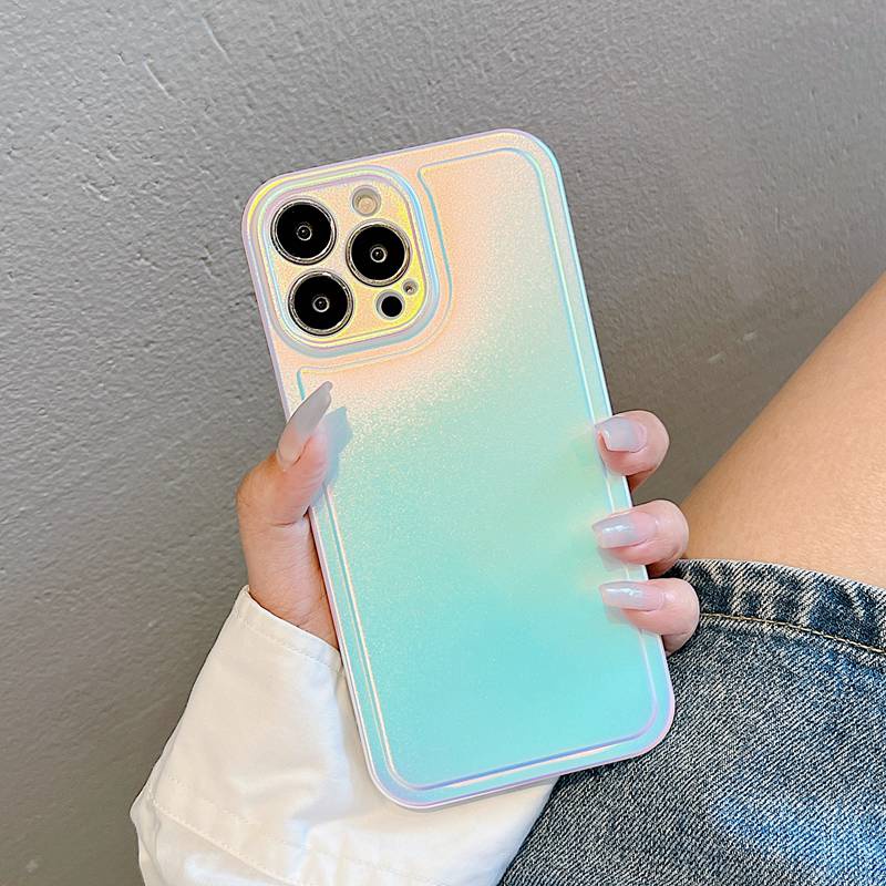 3D Laser Gradient Luxury Soft Case iPhone 11 12 13 14 Pro Max Casing INS Silvery Phone Case Women's Fashion Bracelet