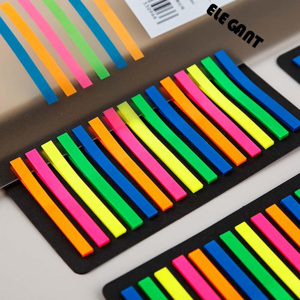 [Elegan] Tab Indeks Neon Perekat Diri Multicolor Transparan Tahan Air Penanda Halaman Perlengkapan Kantor Sekolah Sticky Note