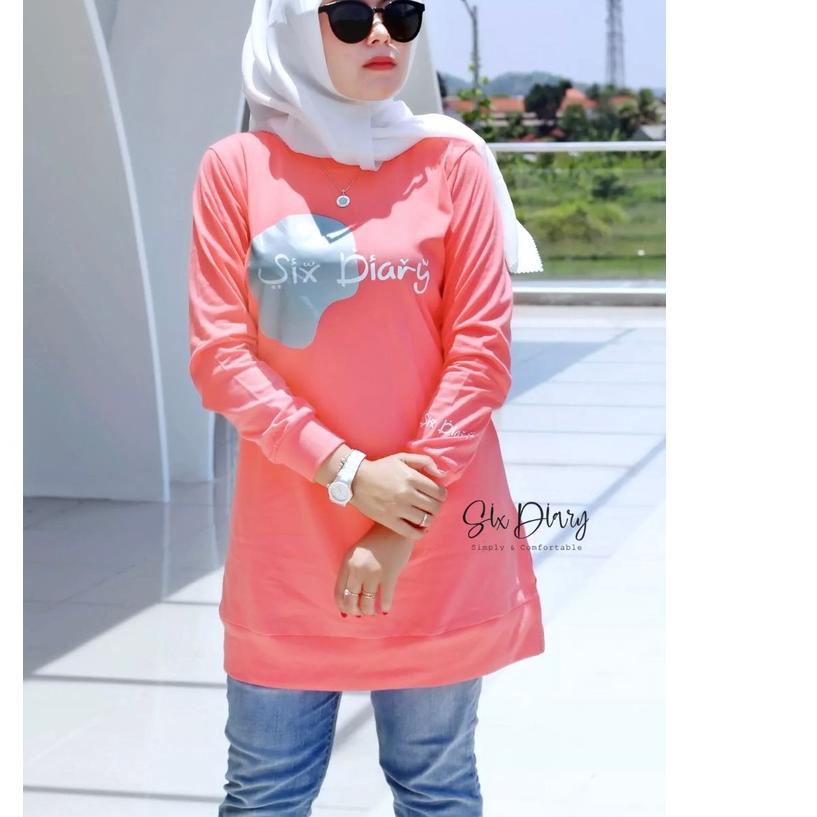12.12 FLASH SALE Baju Wanita Fashion wanita Kaos Wanita Atasan Wanita TUNIK BELAH PINGGIR RIB BAWAH 