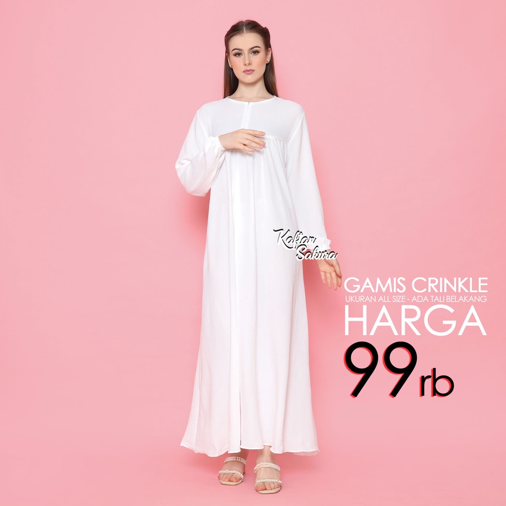 Gamis Kringkel Premium Airflow Long Dress Wanita Muslim bahan Crinkle untuk Pesta Kondangan Lebaran