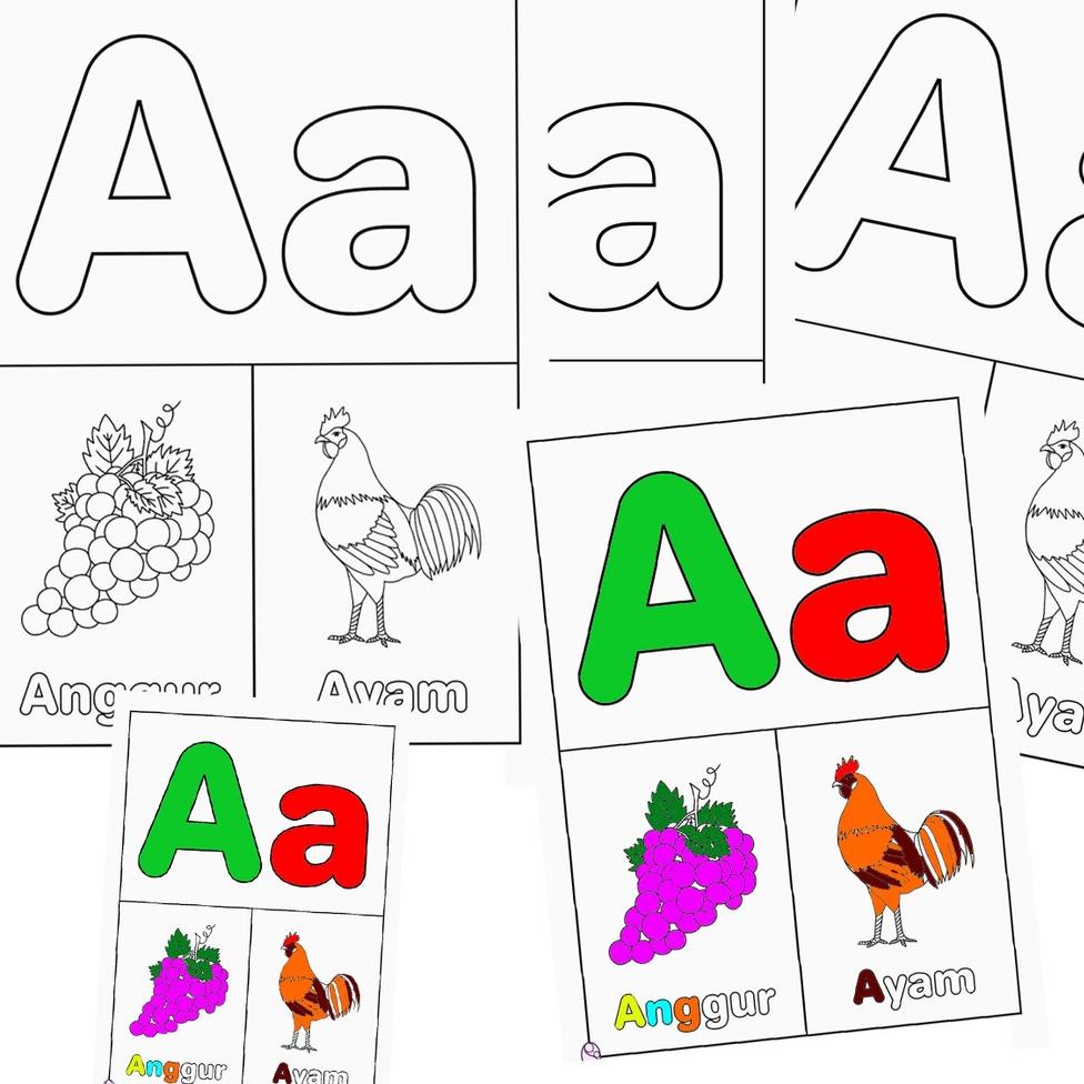 

J96 (26 Lembar) Gambar Sketsa Mewarnai ~ ABJAD A-Z / Seketsa Lukis / Drawing Sketch / Menggambar A4 (Buka Buku) ANAK TK PAUD READY STOCK ☸