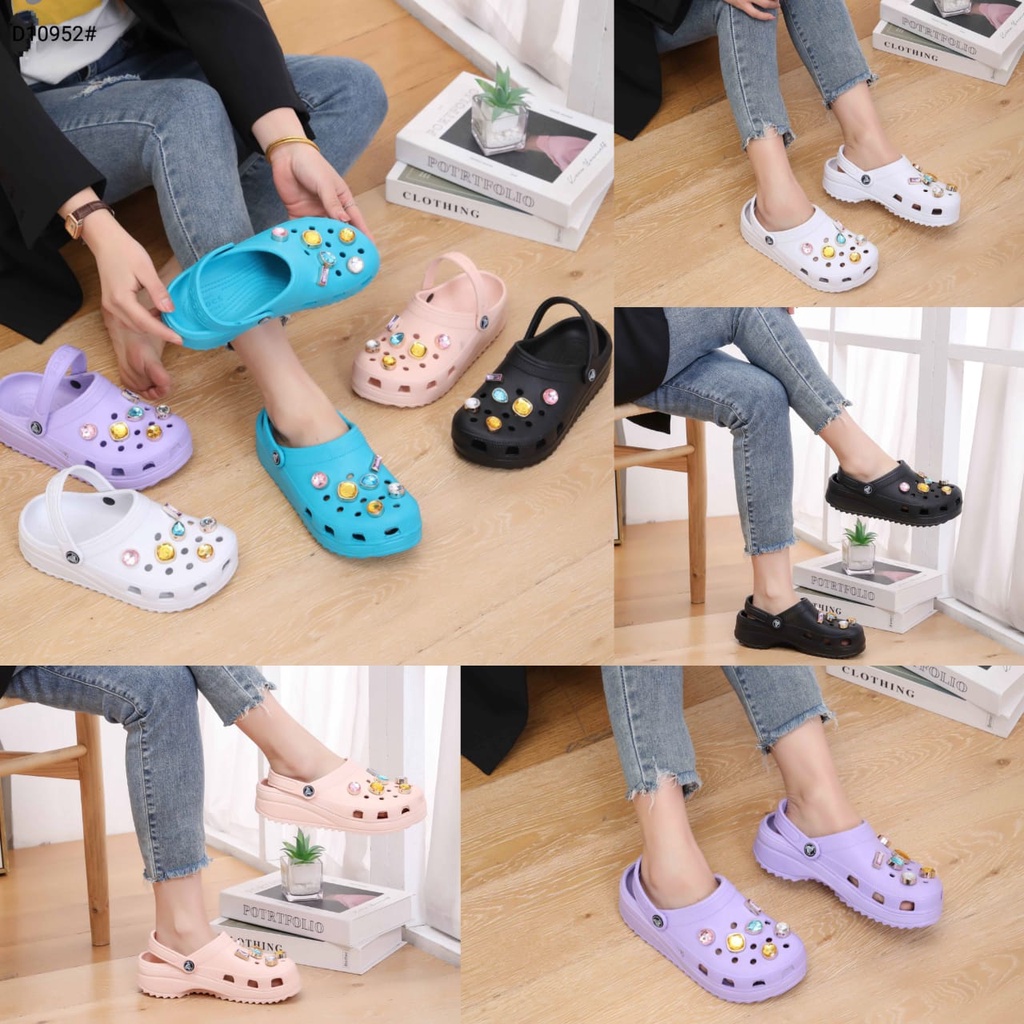 Fashion Crocs Classic Bae Clog Stud Diamond For Women Slip Sandals  D10952