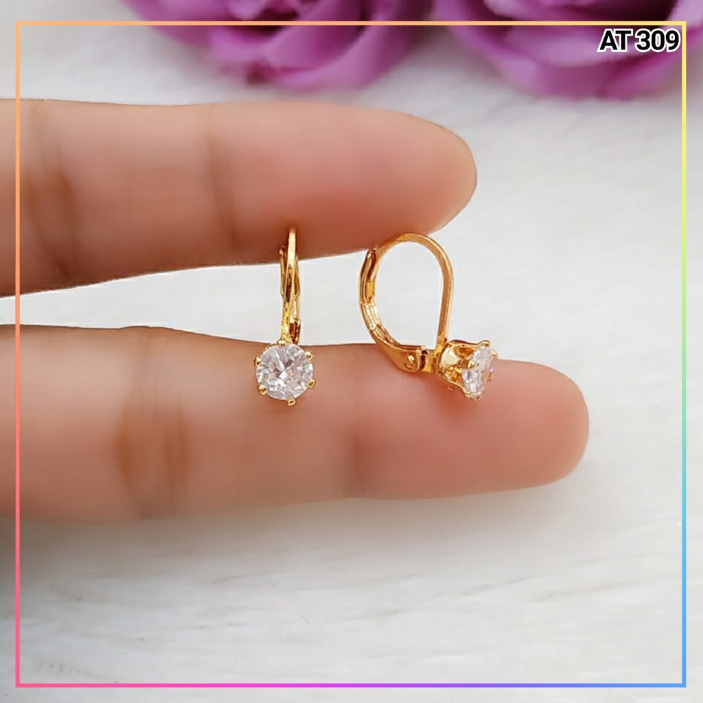 Anting xuping anting dewasa permata zircon simple perhiasan lapis emas AT 309