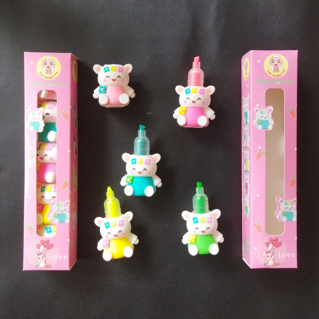 

Highlighter susun 4 warna motif Kelinci