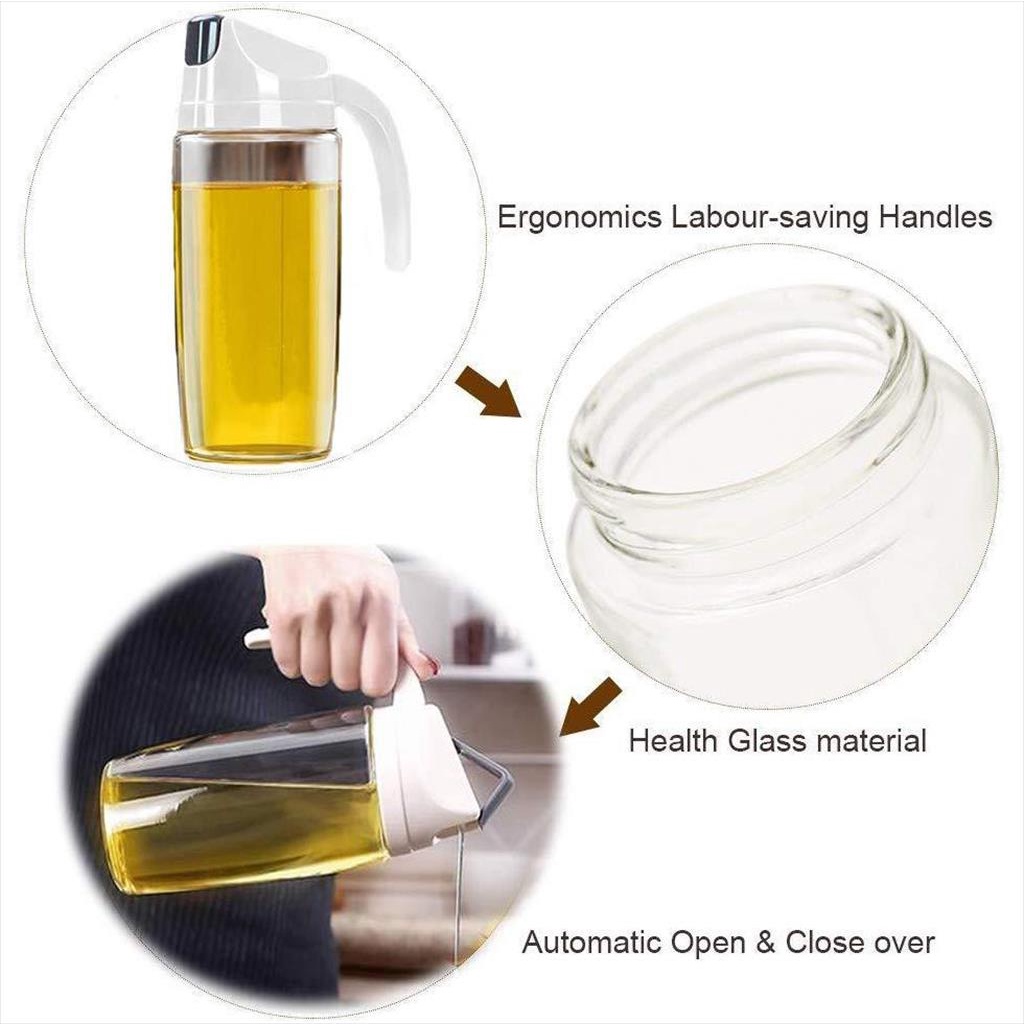 MJS 1.023 - Botol Kaca Minyak Goreng 630ml Oil Pot Wadah Tempat Penyimpanan Bumbu Dapur Cuka Masak Kecap Asin Manis Saus