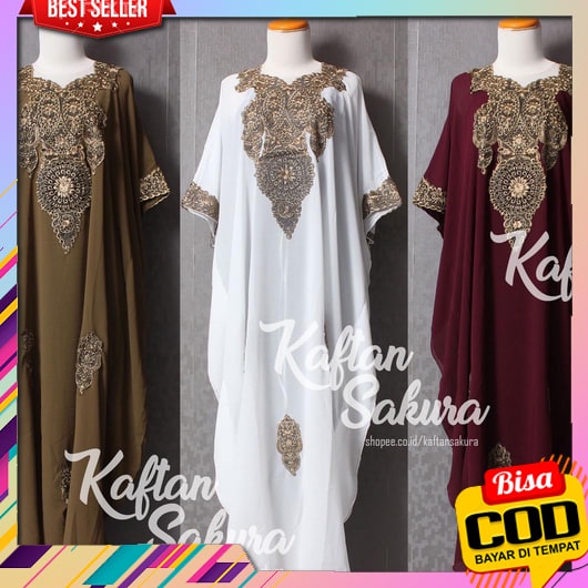 Queen Kaftan Wanita Polos Toyobo Premium Batu Payet Mewah // Baju Gamis Kaftan Wanita Kaftan Lebaran