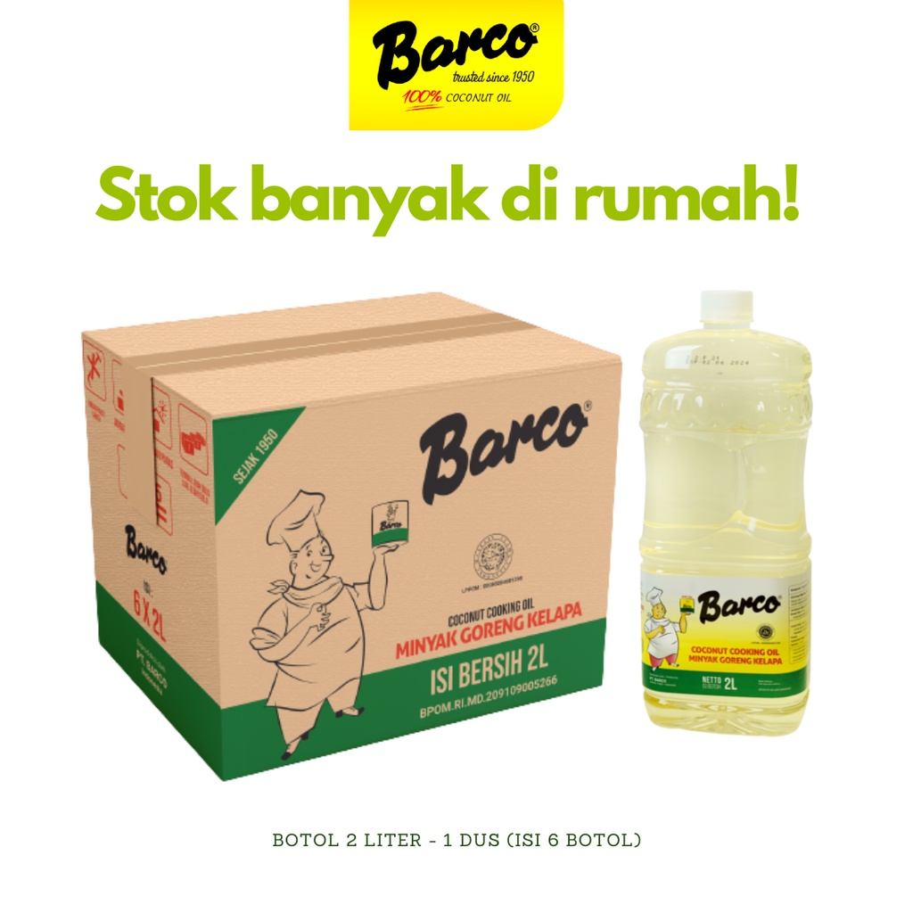 

Minyak Goreng Kelapa "Barco" Botol 2 Liter - 1 Dus (6 Pcs)