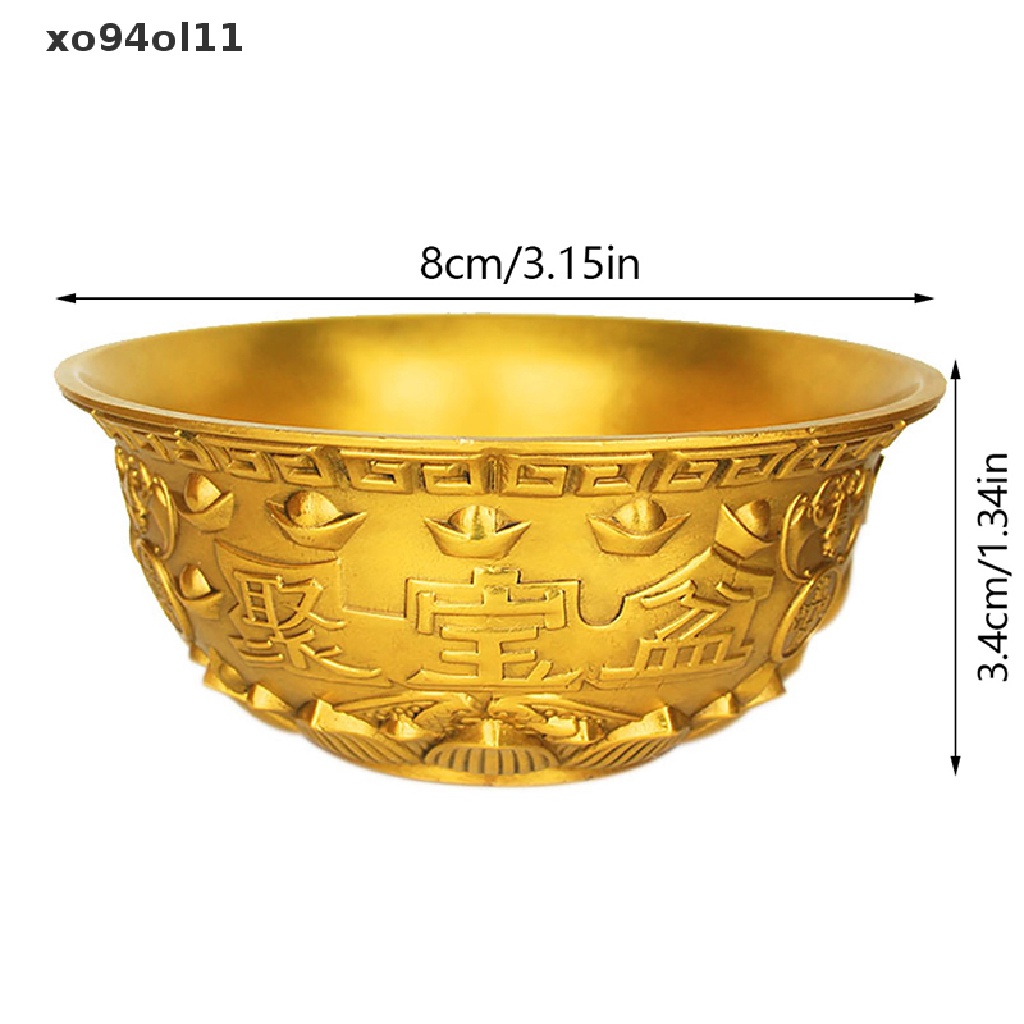 Xo Mangkok Baskom Persembahan Air Harta Karun Feng Shui Buah Altar Golden Brass Bowl OL