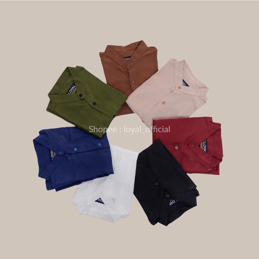 Loyal Kemeja Kerah Shanghai Lengan Pendek Baju Koko Sanghai Polos Slimfit Casual Cowok Basic M L XL