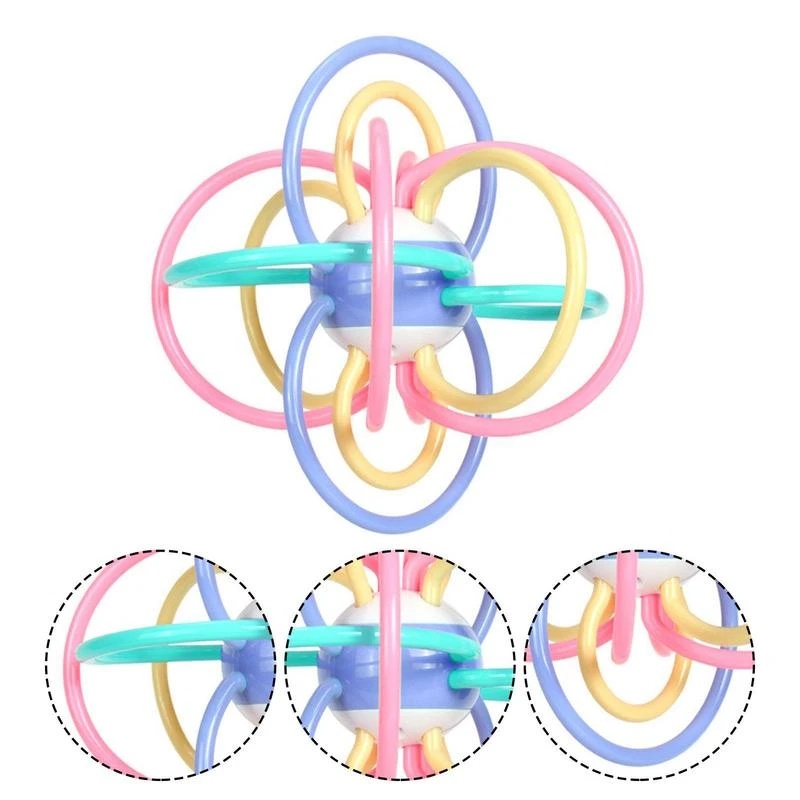 1pc Warna Acak Plastik Mandi Mainan Bayi Sensorik Belajar Mainan Gigitan Anak Mainan Manhattan Pegangan Tangan Bola Mainan Bayi Untuk Bayi Usia 0-3 Tahun