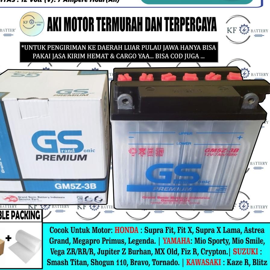 Aki Mio Sporty, Mio Smile,Vega ZR,Fiz R GS GM5Z-3B KIT 7AH  ~
