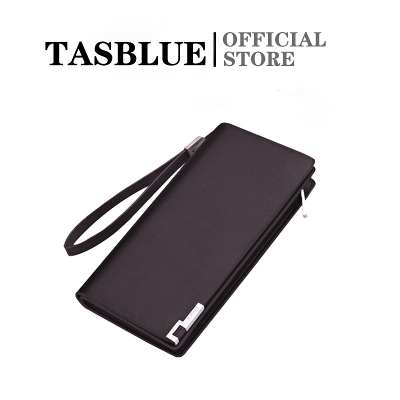 TASBLUE Dompet Pria Panjang Kulit Asli PU Kulit Dompet Koin Kopling Panjang Pria Baru T98 Dompet Premium Kulit Pria Impor