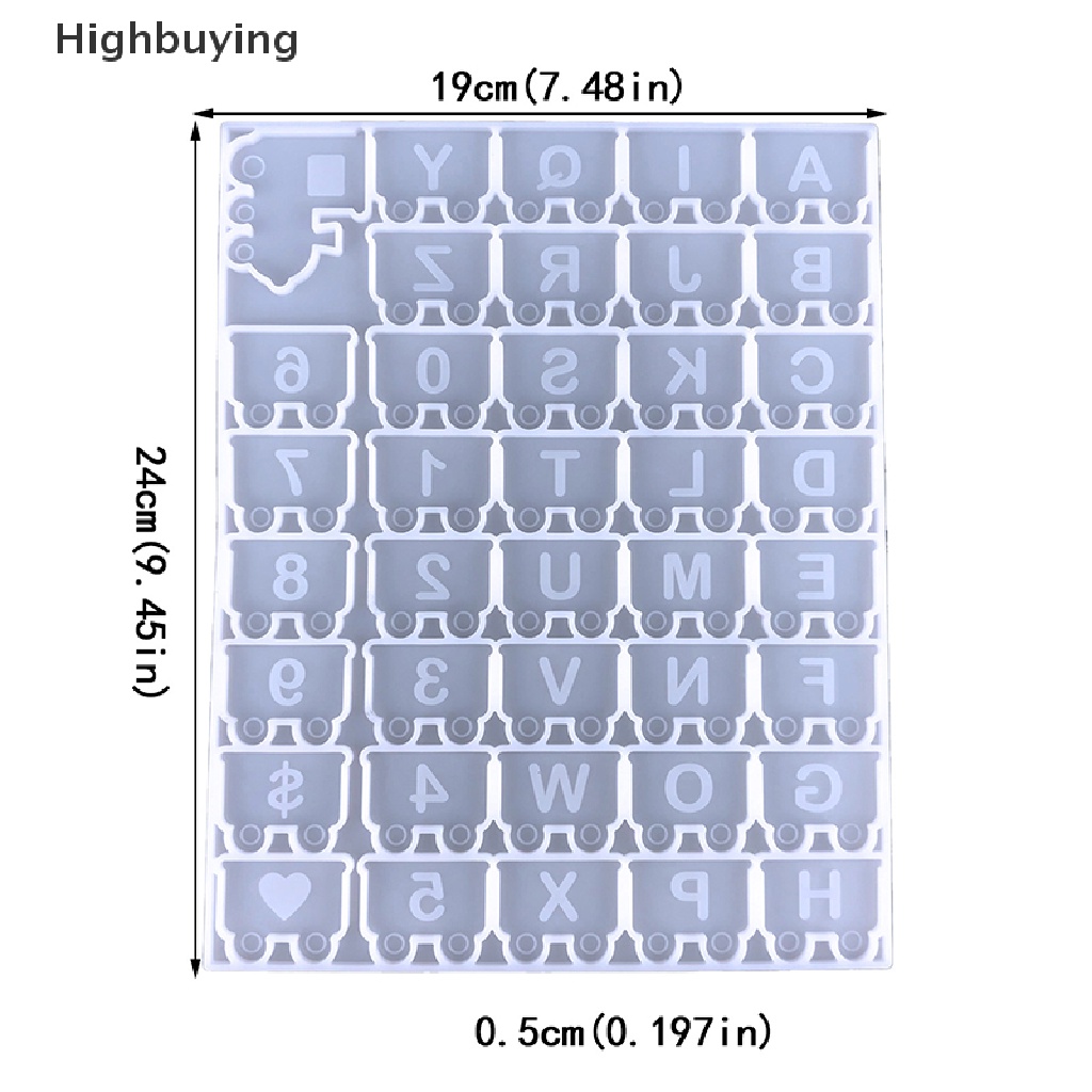 Hbid Alfabet Angka Hias Kristal Epoxy Resin Cetakan DIY Kereta Huruf Gantungan Kunci Tas Sekolah Anting Hias Silicone Mold Glory