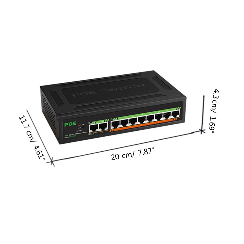 Zzz 8port Gigabit PoE Switch+2-Uplinks Performa Transmisi Data Yang Sangat Baik