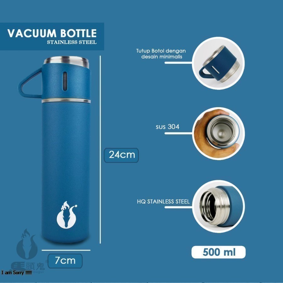 Thermos vaccum flask Gelas Cangkir Life Polos Non led 500ML (3 CUP)