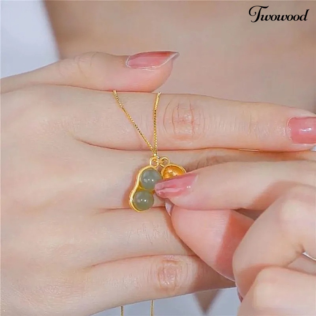 Twowood Wanita Kalung Gaya Cina Dainty Faux Jade Menguntungkan Awan Liontin Klavikula Kalung Perhiasan Aksesoris