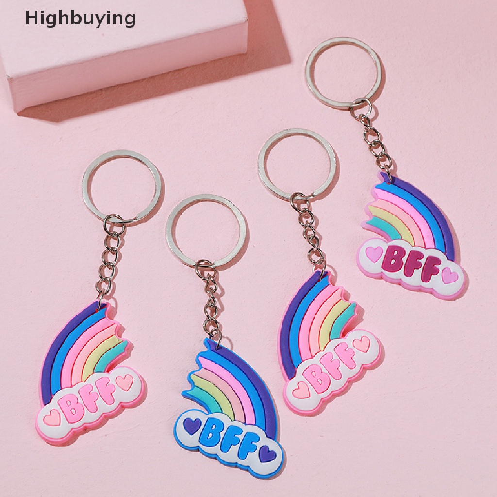 Hbid 1pcs Awan Hujan Unicorn Sahabat Gantungan Kunci Pvc Karet Lembut Bff Key Rings Bag Gantung Hadiah Anak Gantungan Kunci Glory