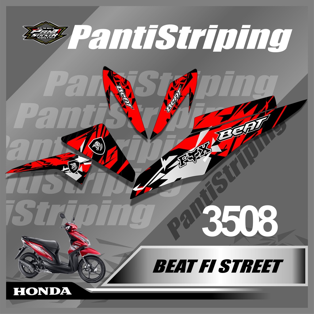 3508 STRIPING STIKER MOTOR HONDA BEAT FI STREET DESIGN GRAFIS  VARIASI FOX RACING MINIMALIS SEMIFULL