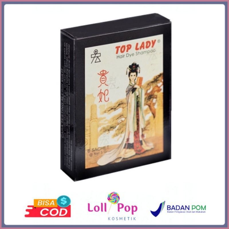 TOP LADY HAIR DYE SHAMPO BLACK/ CAT RAMBUT  HITAM PER SACHET
