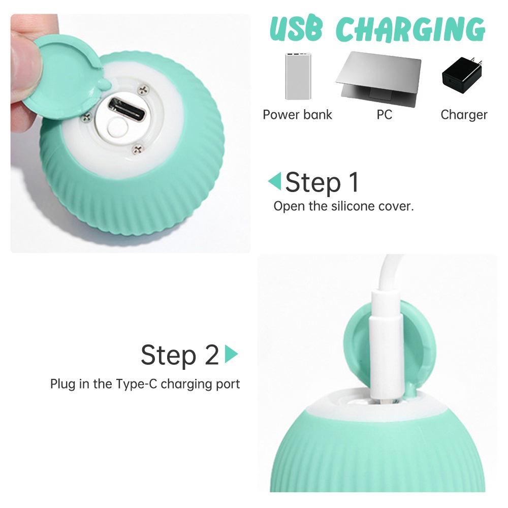 Mainan Bola Kucing Rolling Otomatis USB Elektrik Smart Cat Toys Interaktif Untuk Pelatihan Kucing Self movi