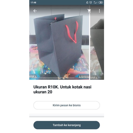 

paperbag hitam spesial box nasi R8/R10k/R10B, kwalitas terjamin tebal premium tali besar