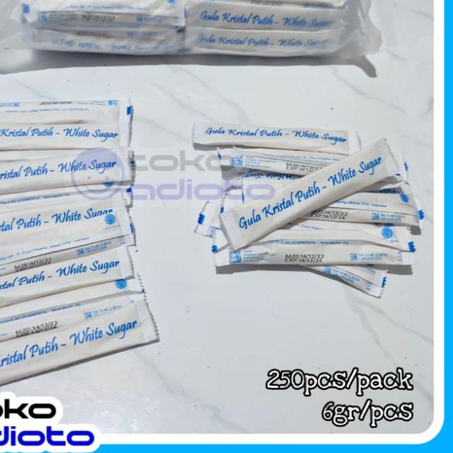 

★ White Sugar Stick 6gr isi 250pcs / Gula Putih Kristal / Gula Pasir Kristal / Gula Kristal / Gula Sachet / White Sugar ➹