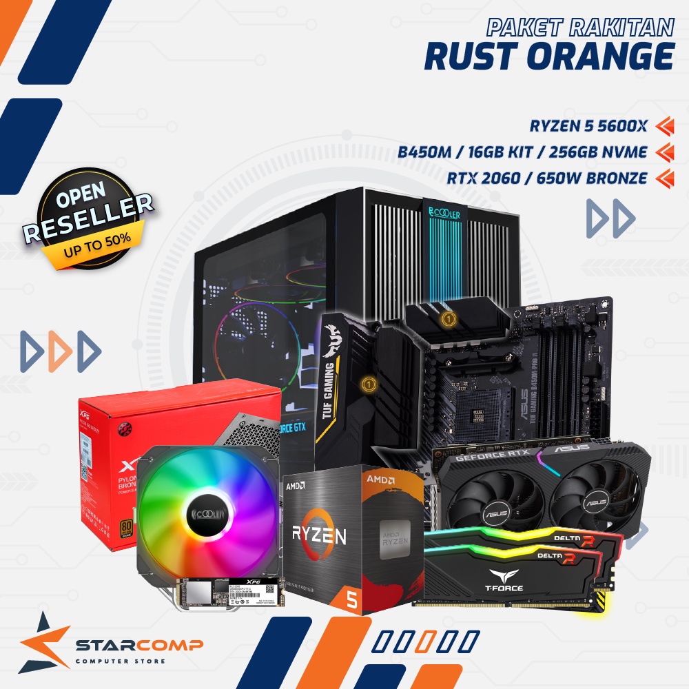 PC RAKITAN RYZEN 5 5600X B450M 16GB RAM 256GB NVME SSD RTX 3050