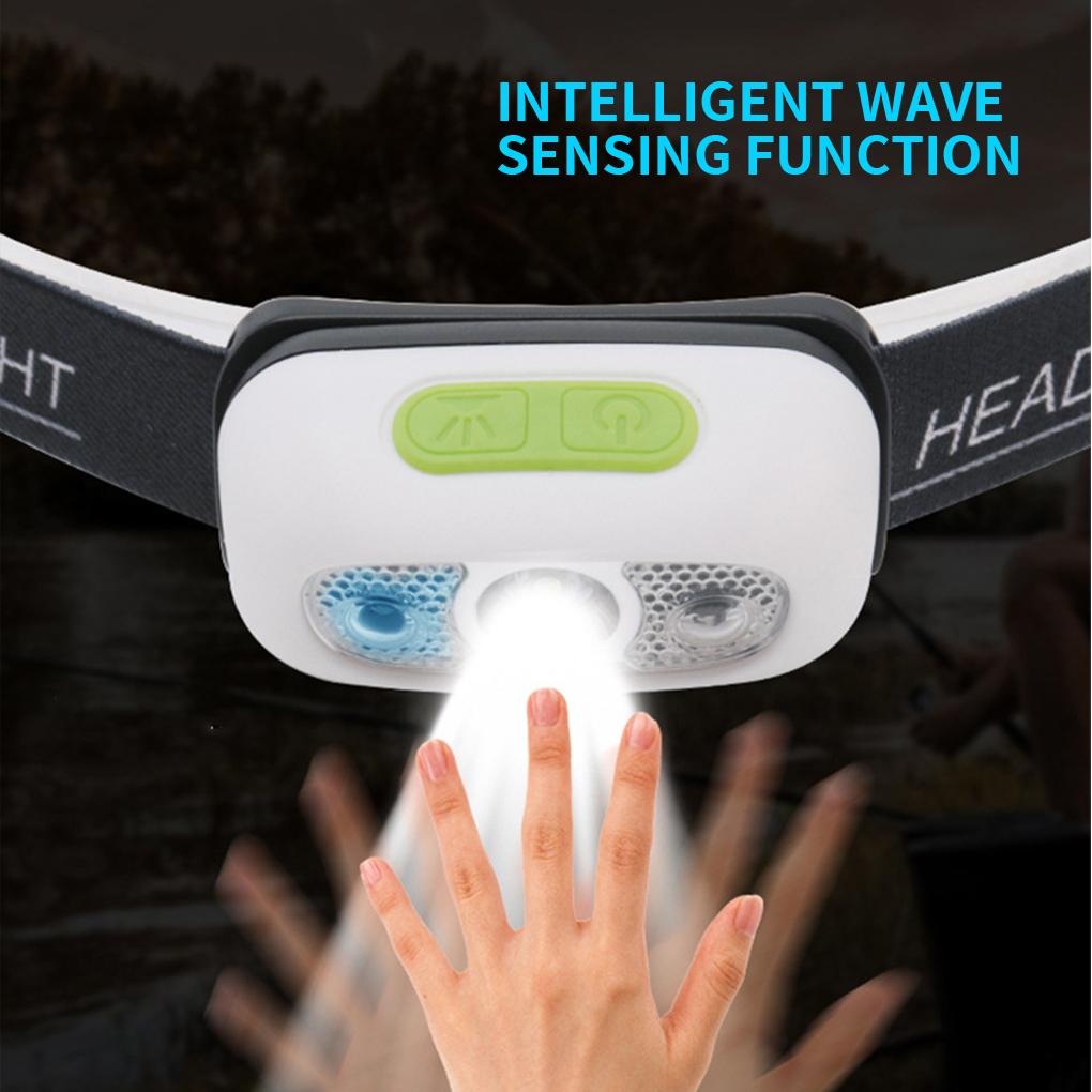 Huit Head Light Headlamp Mode Senter Pancing Lari Yang Dapat Disesuaikan Outdoor Induksi Mini Portable Sensor Tahan Air